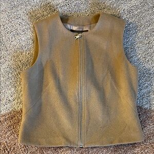 Banana Republic Small Tan Sleeveless Zip-Up Vest Wool and Cashmere